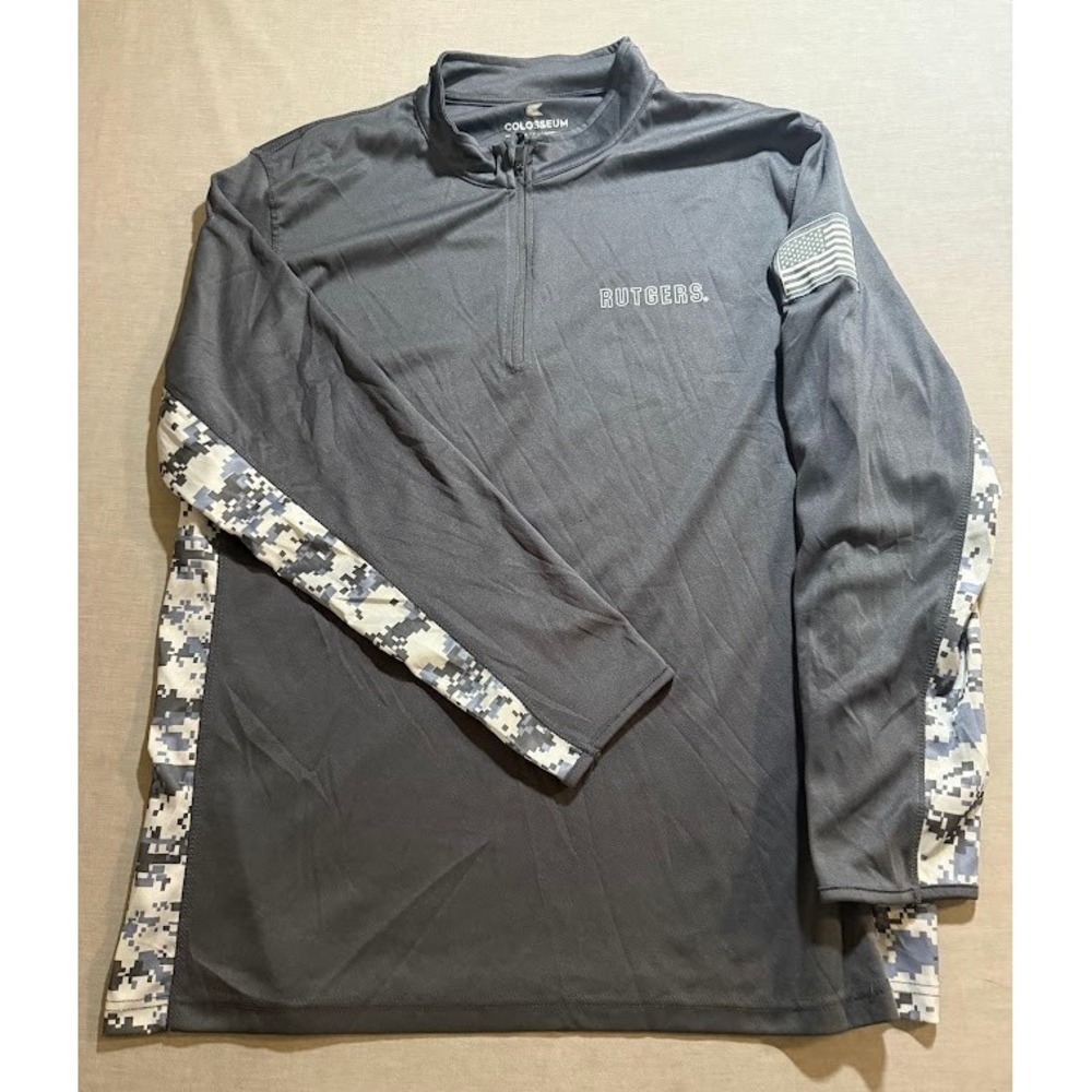 Colosseum Rutgers Salute To Service Quarter Zip Long Sleeve Shirt Mens XL Camo